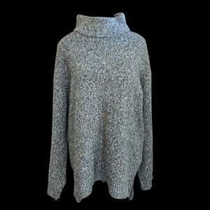 Cable & Gauge Gray Cowl Neck Sweater with Textured Knit Size XL